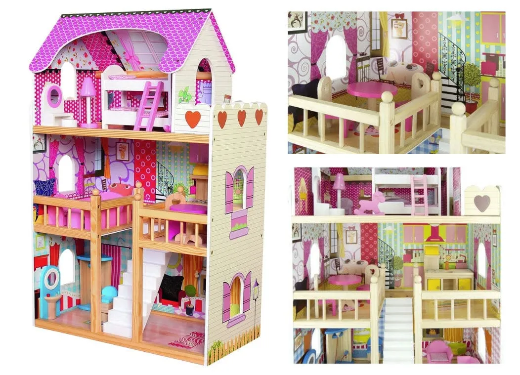 Drevený domček s nábytkom