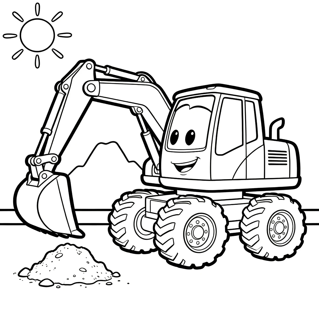 Bager na stavenisku so slnkom