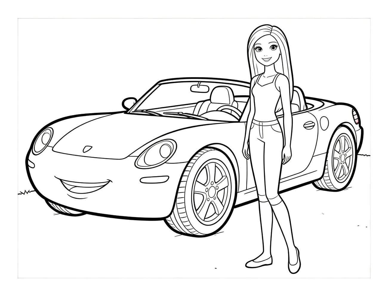 Barbie s celým autom (bez rámčeka)