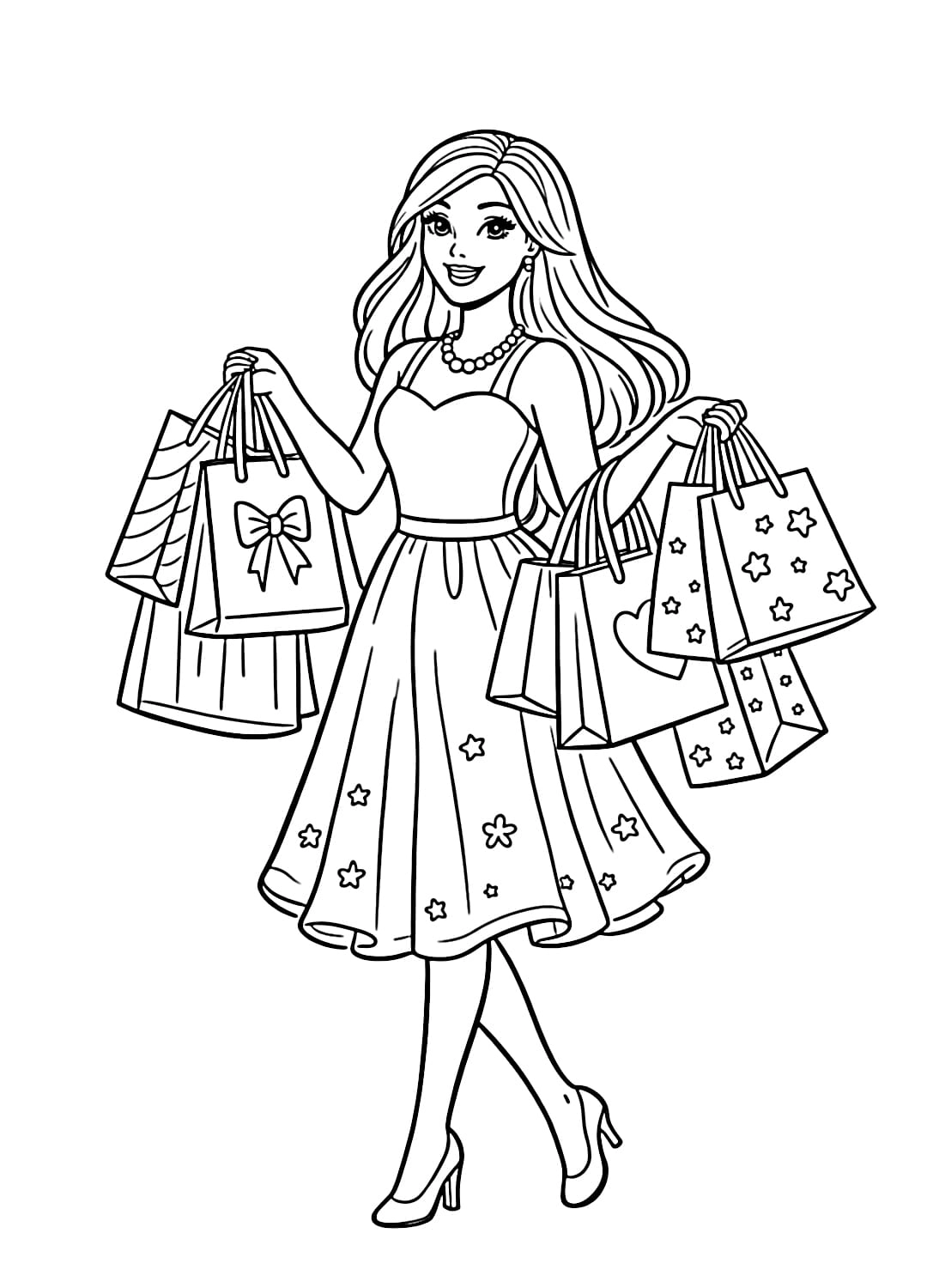 Barbie na nákupoch s taškami