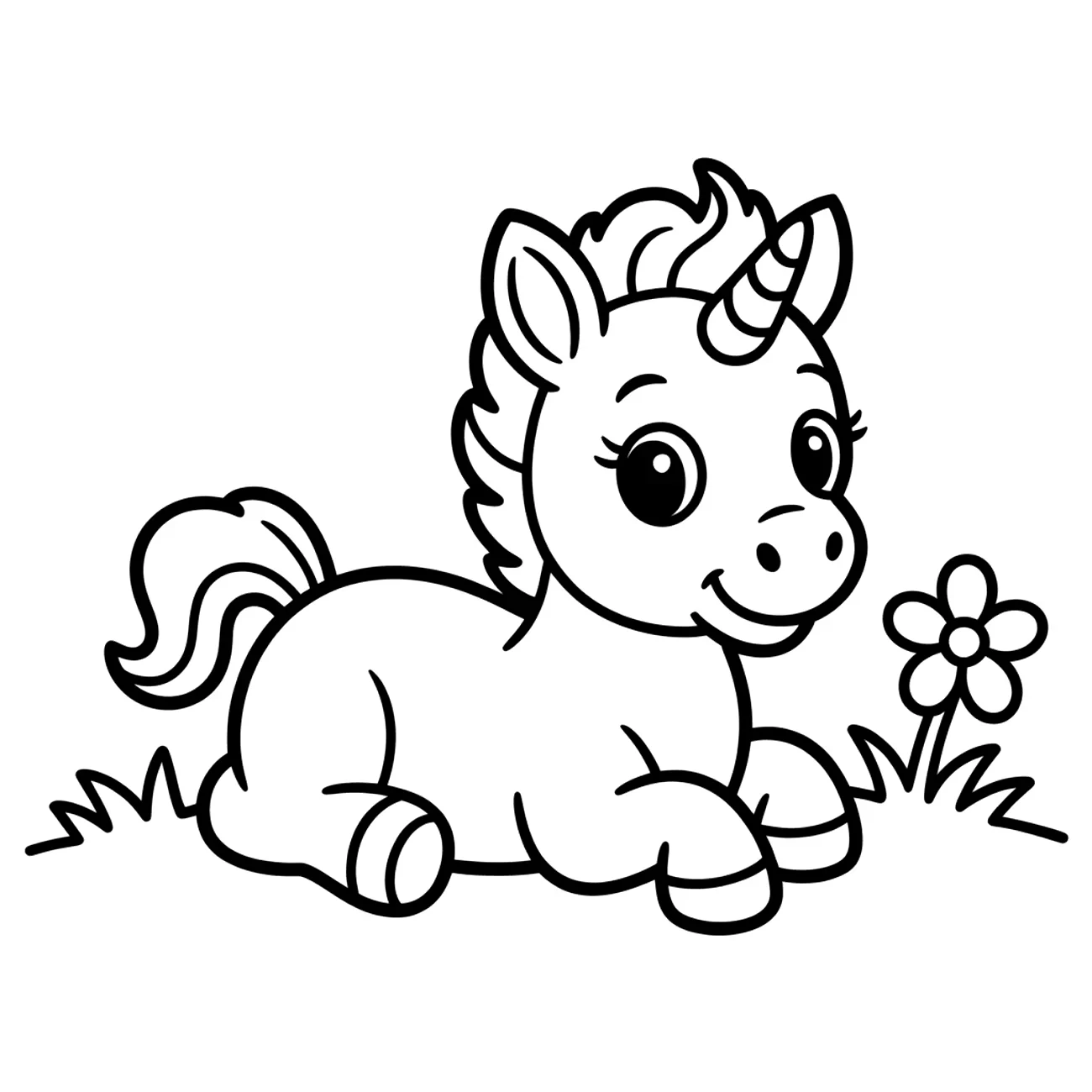 Baby jednorožec na tráve