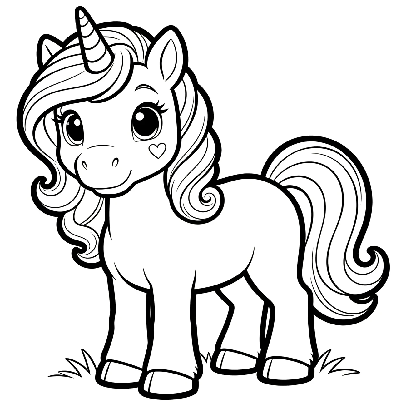Jednorožec stojaci spredu so srdiečkom (variant 2)