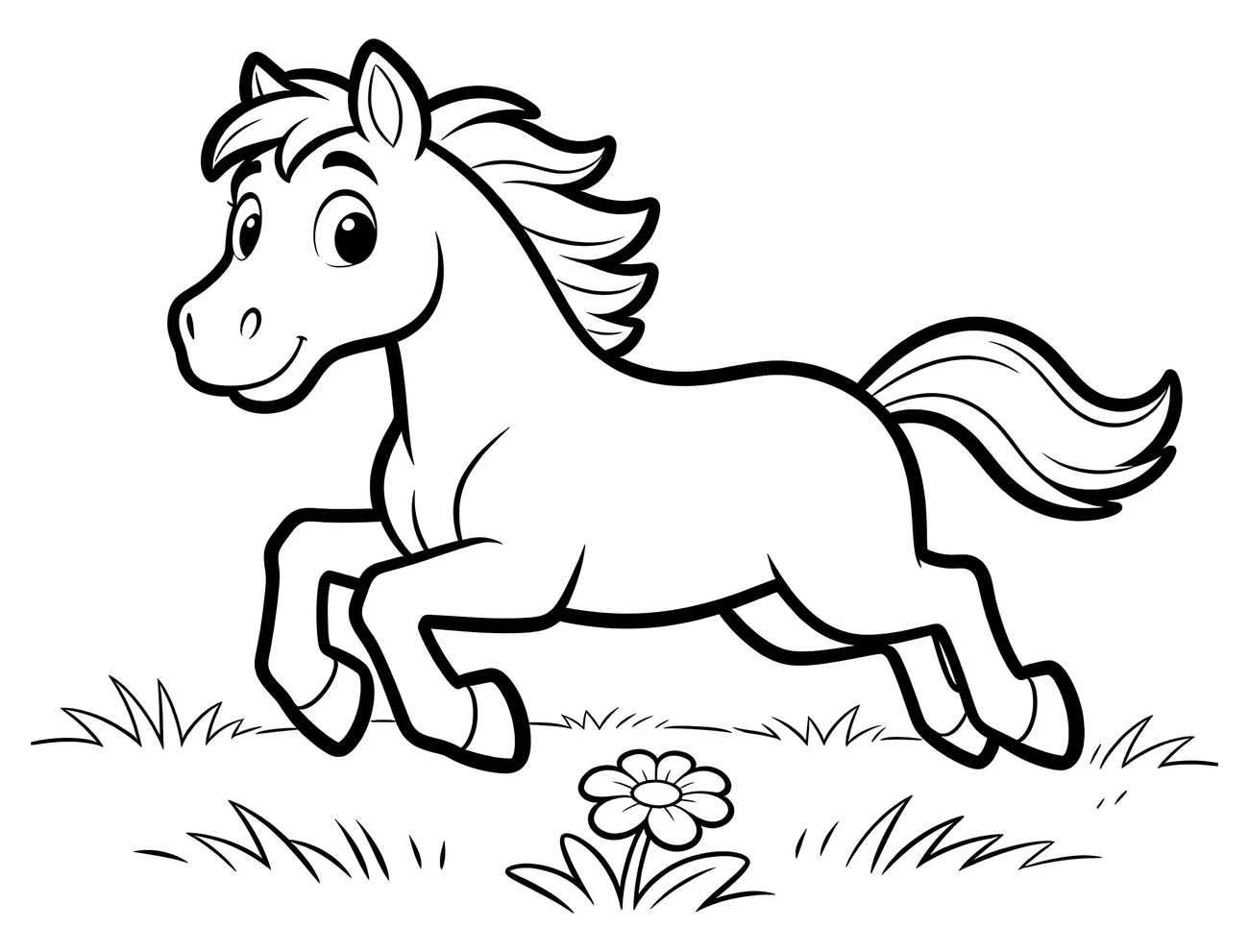 Koník skackajúci na lúke