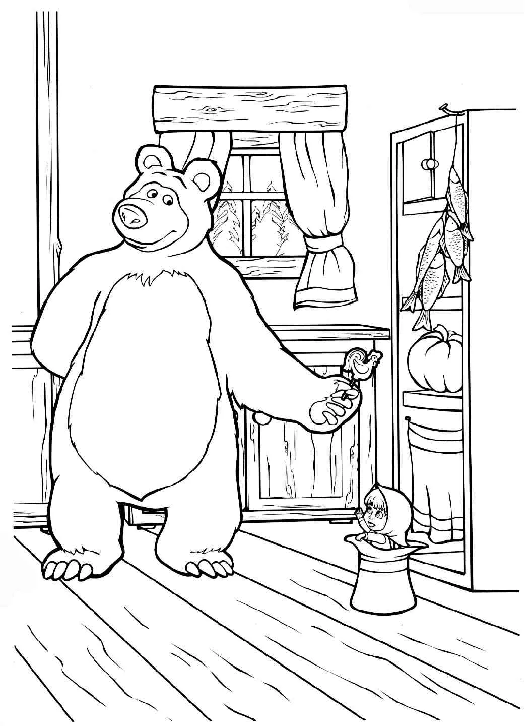 Omaľovánka - Máša a medveď - 1