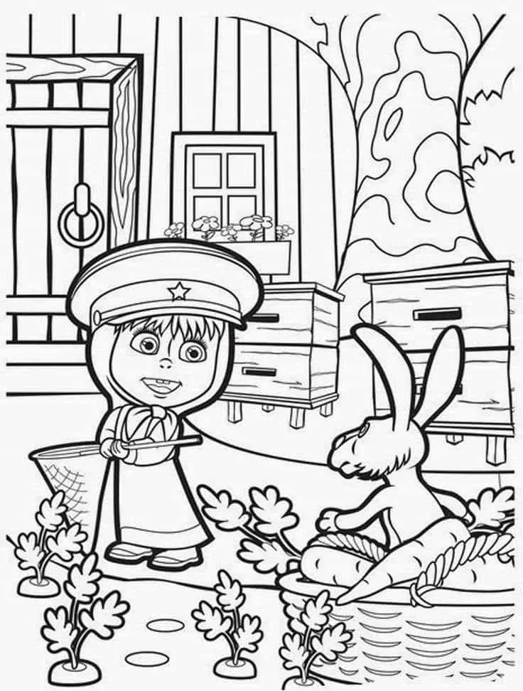 Omaľovánka - Máša a medveď - 3