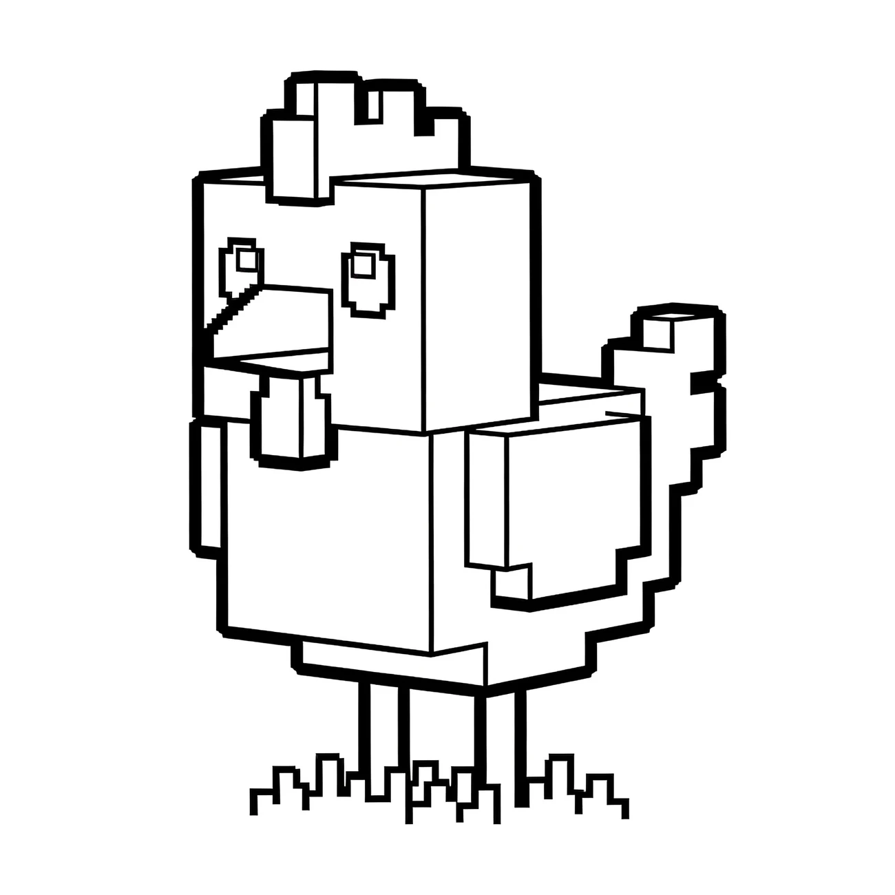 Minecraft zvieratko – kura na tráve