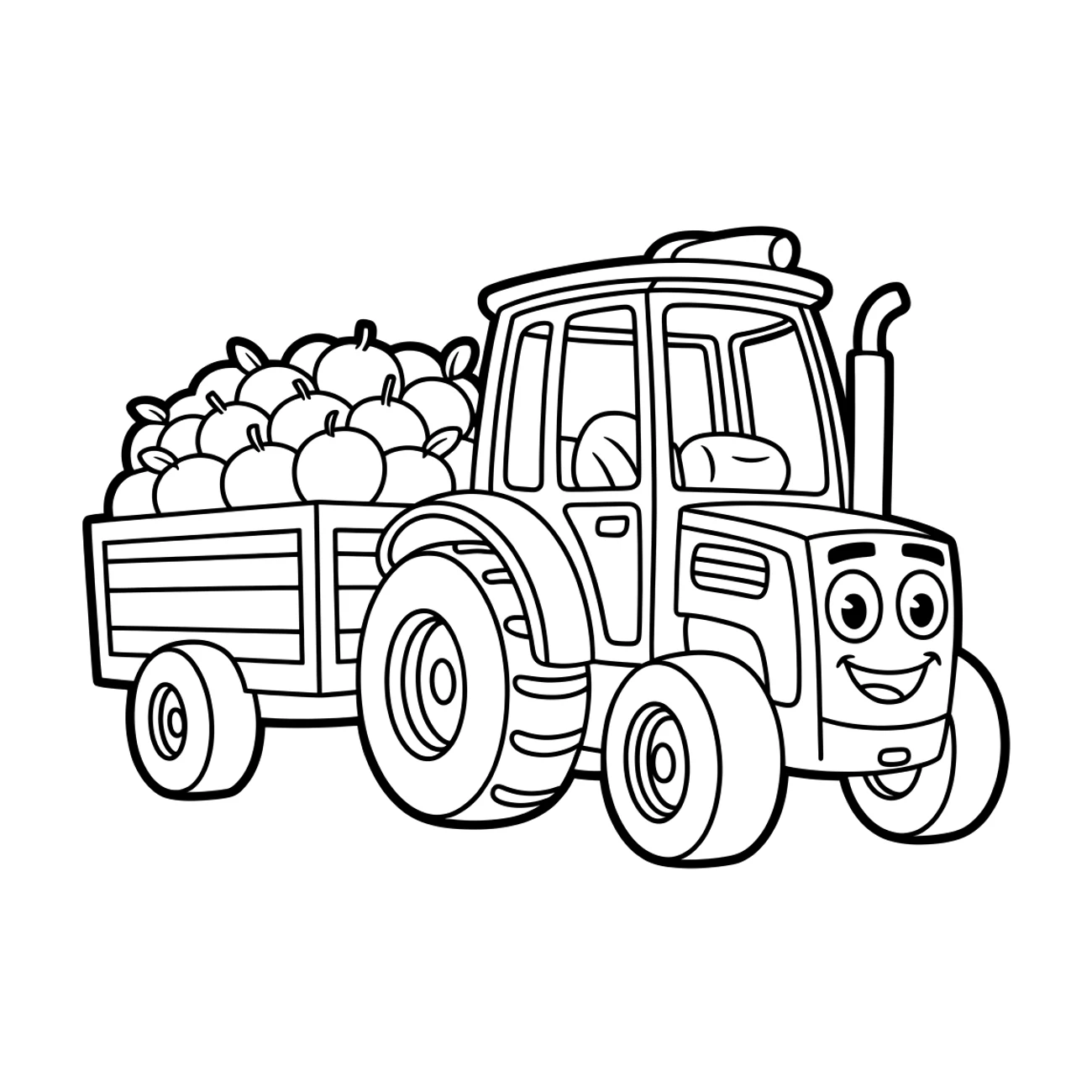 Traktor pri zbere jabĺk