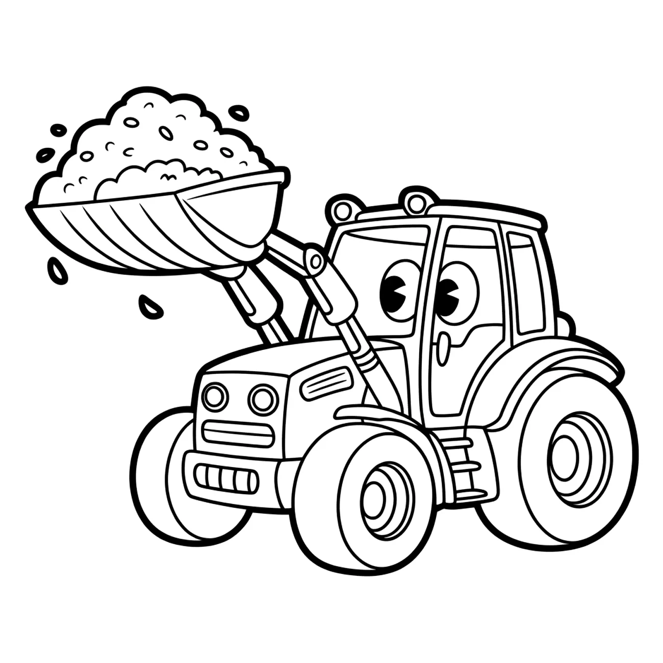 Traktor s shovelom na lístie