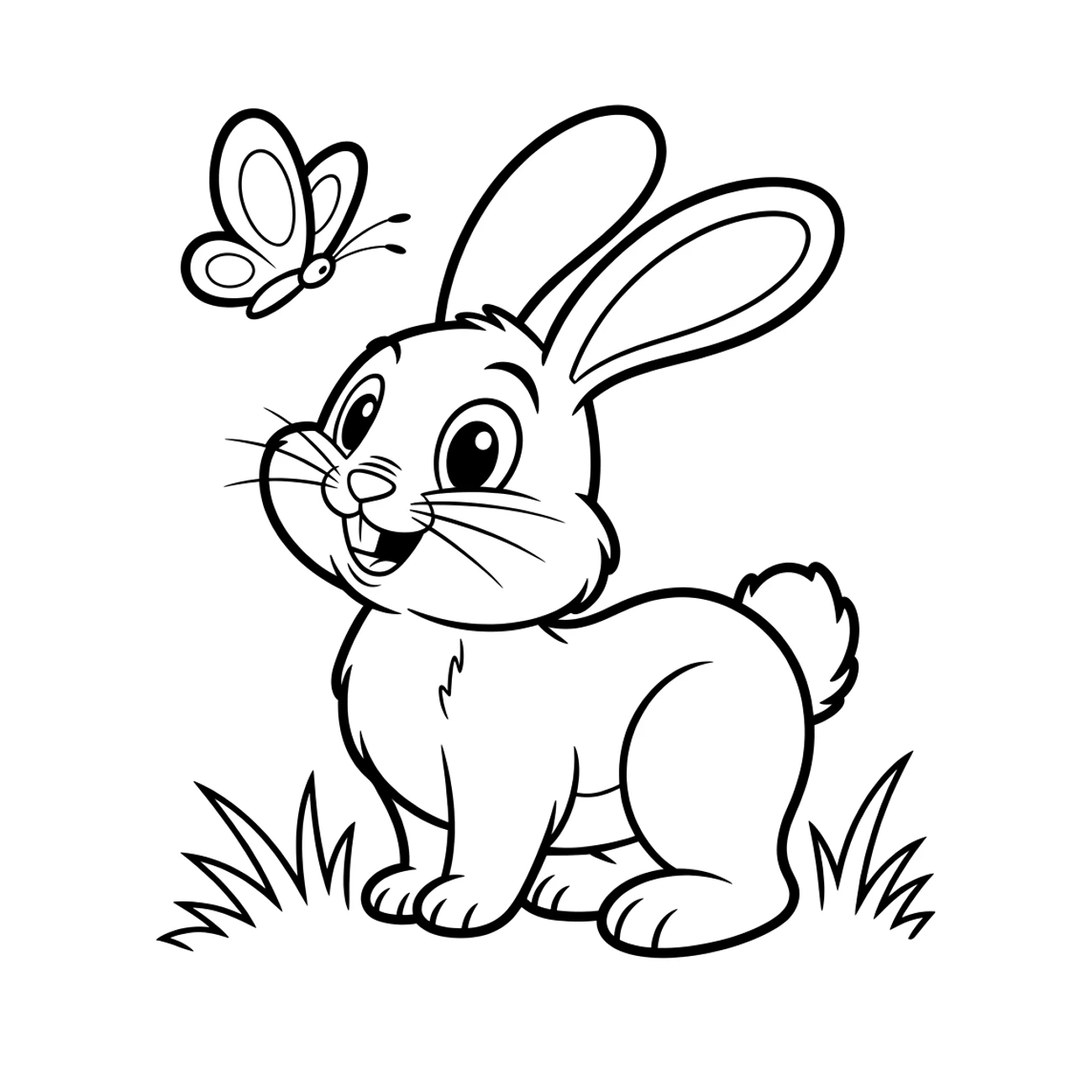 Zajac na lúke s motýľom