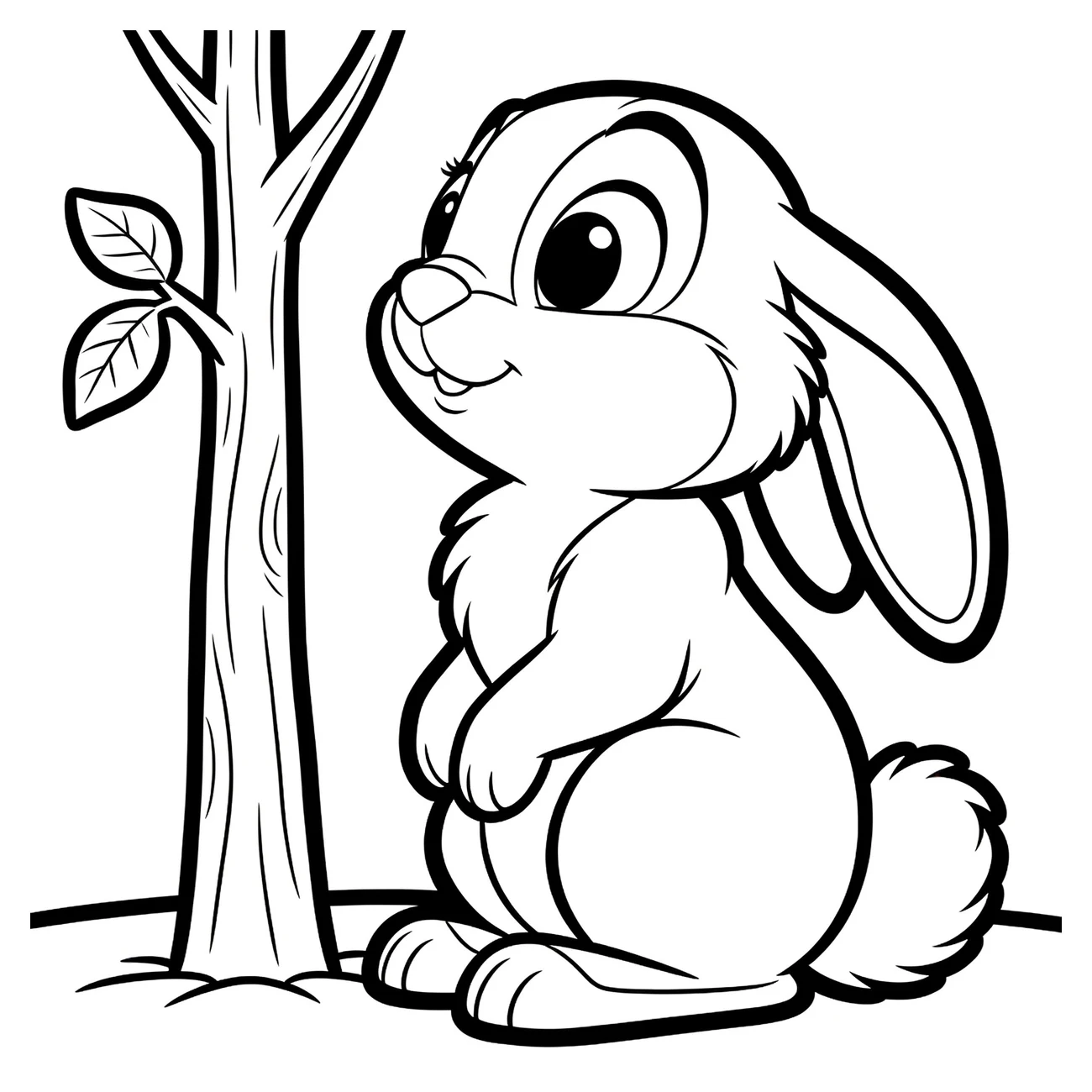 Zajac v lese pri strome