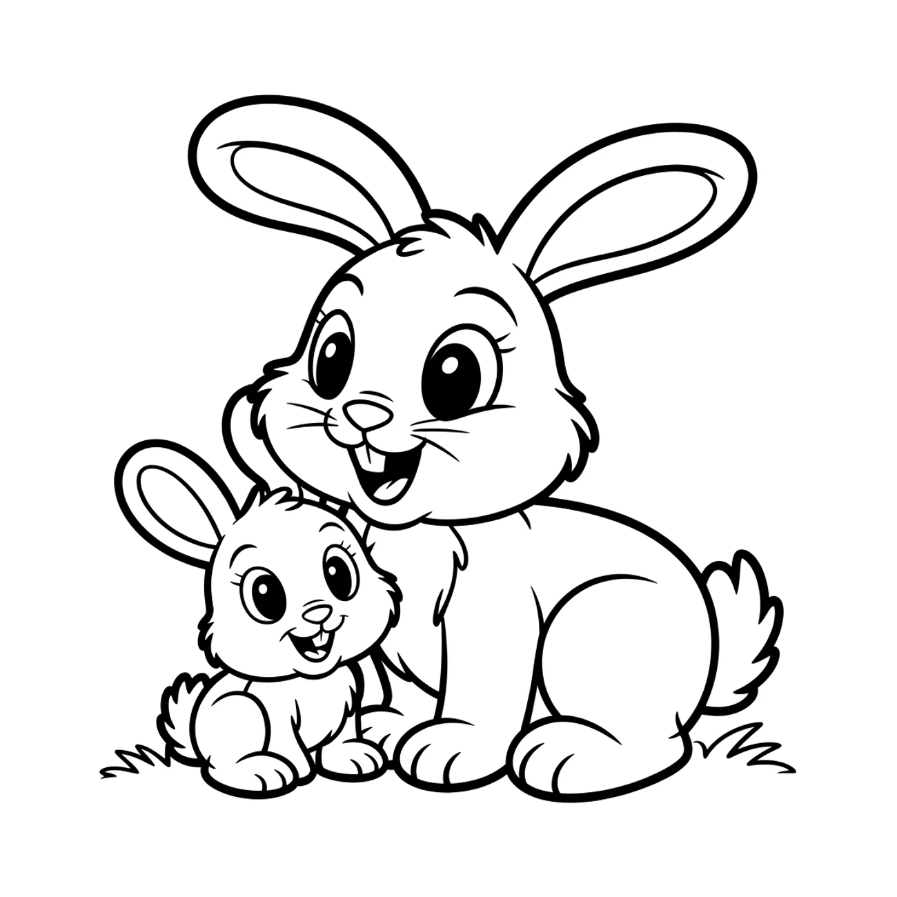 Zajačia rodina – mama s mláďatkom