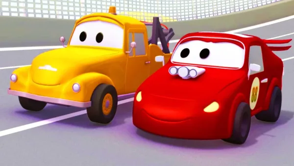 Mesto áut – Odťahovák Tom a pretekárske auto